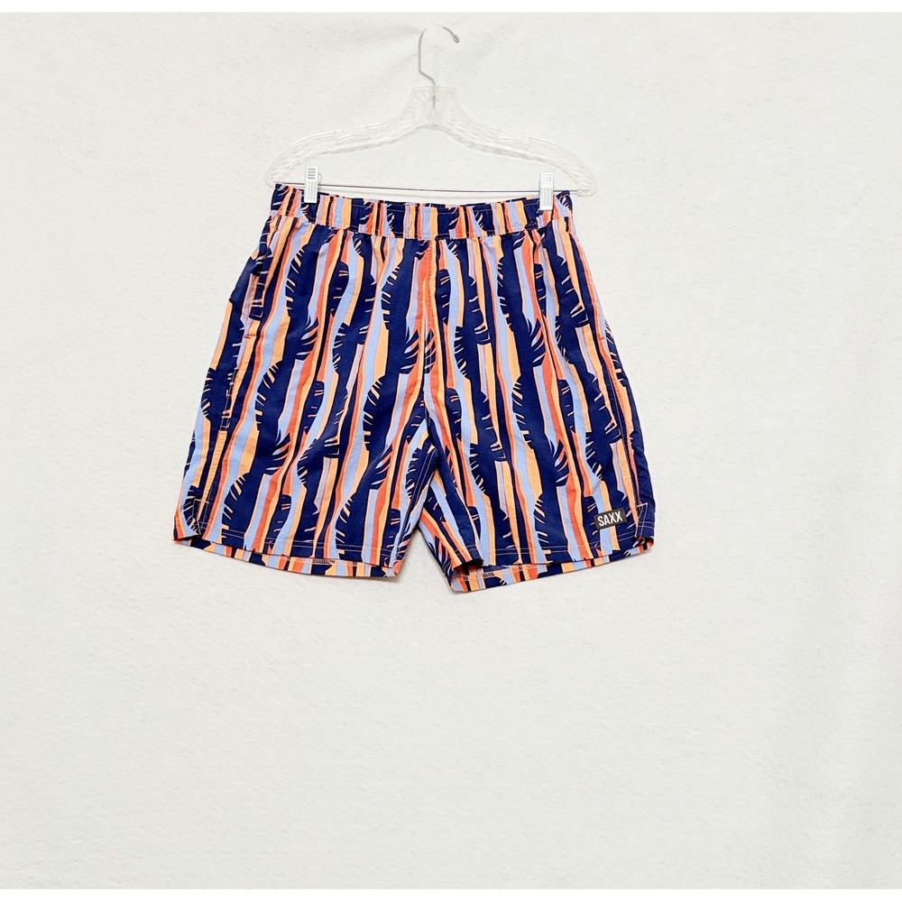 SAXX Go Coastal 2N1 Volley Swim Trunks M Lined Palm Leaf BallPark Pouch Beach